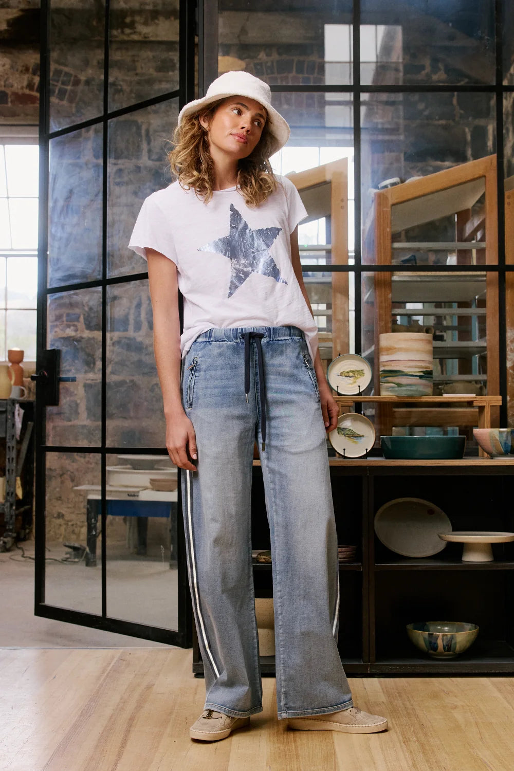 Glam Track Denim Navy Stripe
