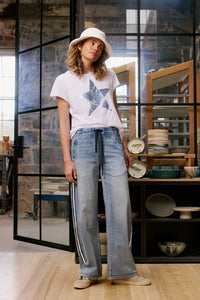 Glam Track Denim Navy Stripe