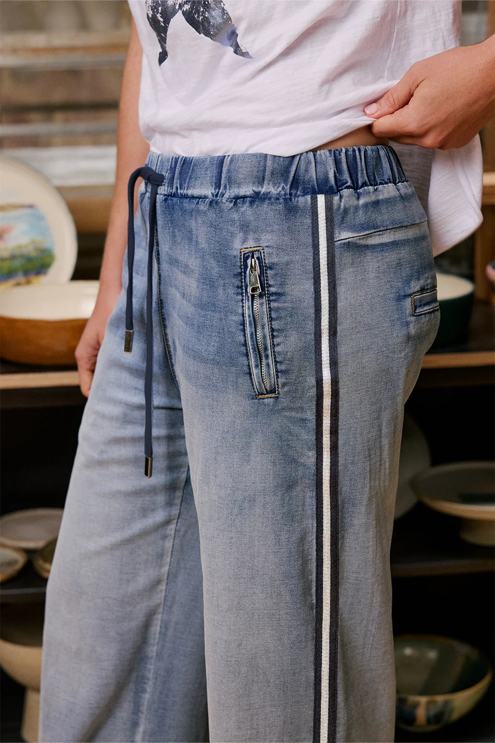 Glam Track Denim Navy Stripe