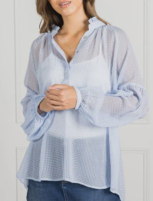 Kell Gingham Top Blue