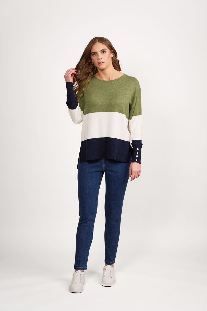 Tri Stripe Jumper Sage