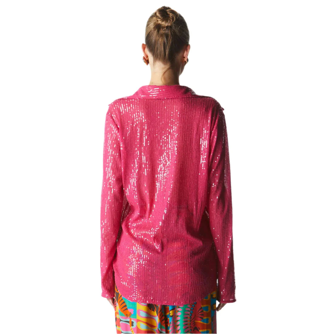 Impression Sequin Shirt Fuschia