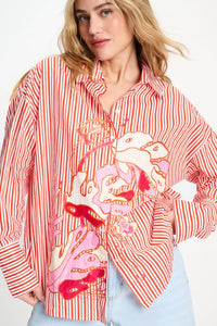 Poplin Blouse Orange Stripe