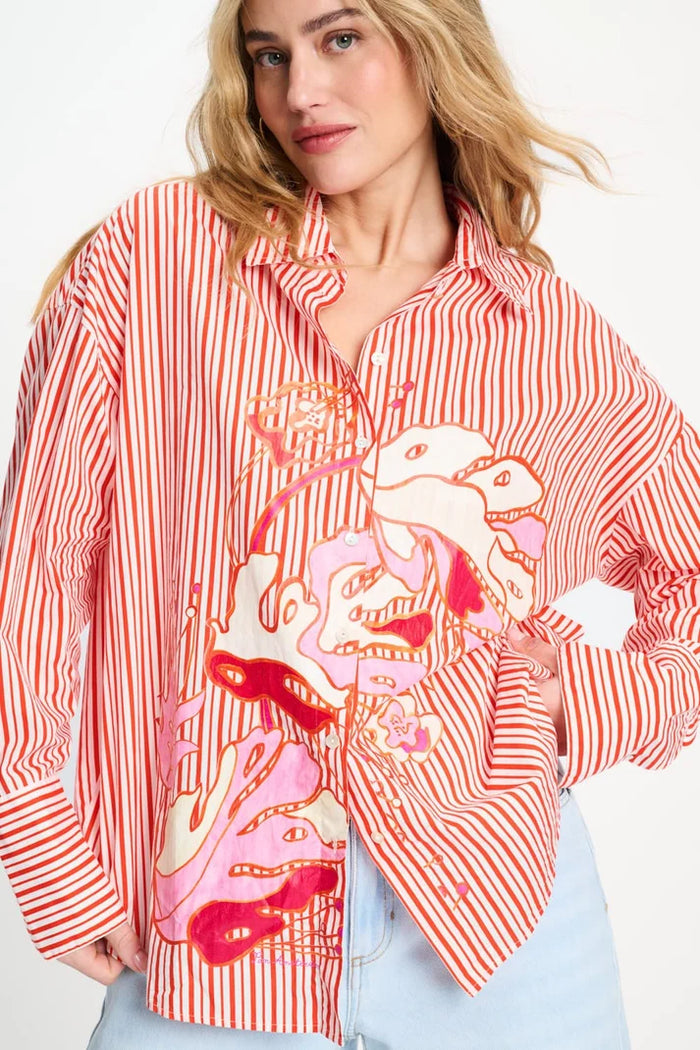 Poplin Blouse Orange Stripe