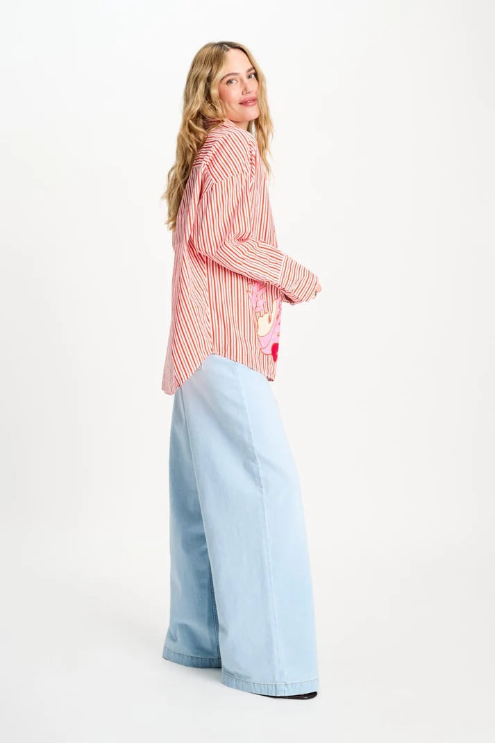 Poplin Blouse Orange Stripe