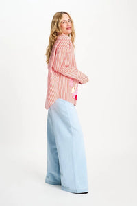 Poplin Blouse Orange Stripe