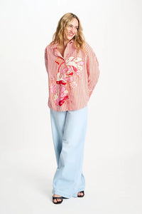 Poplin Blouse Orange Stripe