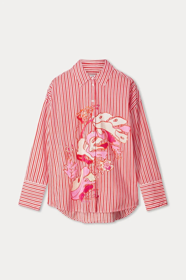 Poplin Blouse Orange Stripe