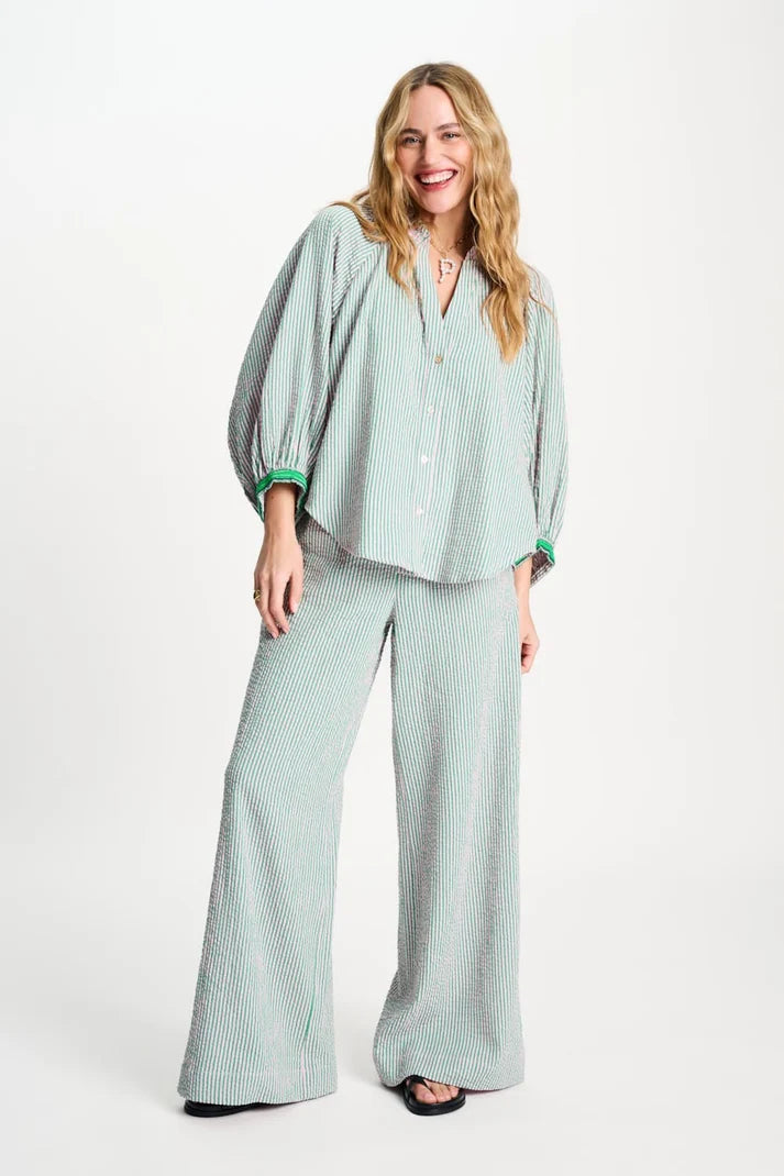 Seersucker Blouse Green Pink