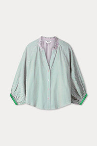 Seersucker Blouse Green Pink