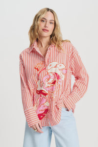 Poplin Blouse Orange Stripe