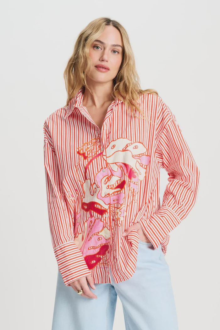 Poplin Blouse Orange Stripe