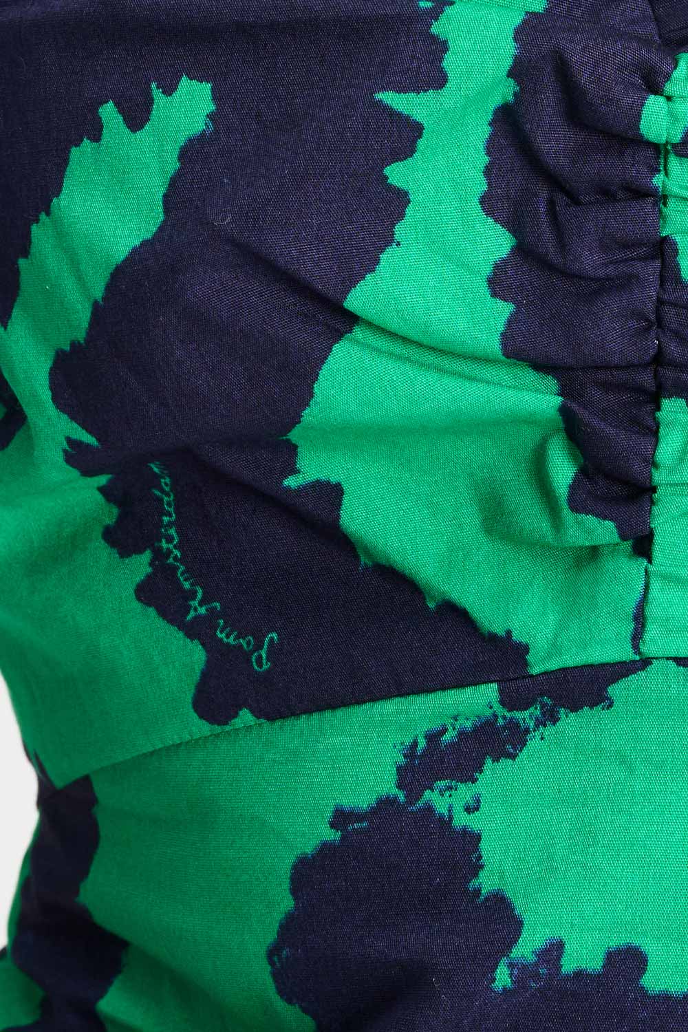 Poplin Dress Green Waves