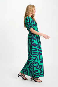 Poplin Dress Green Waves