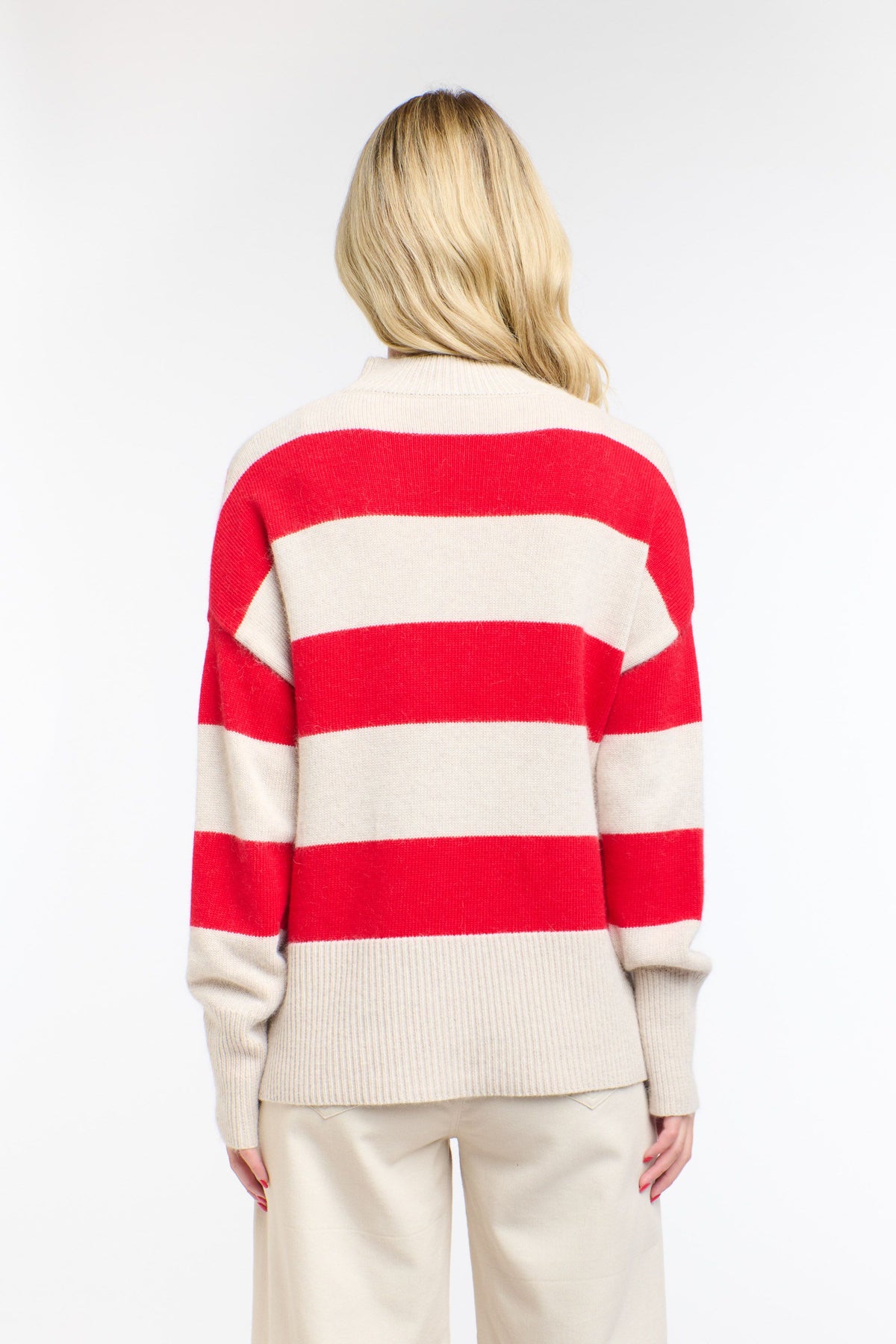 Gracie Angora Stripe Knit Red