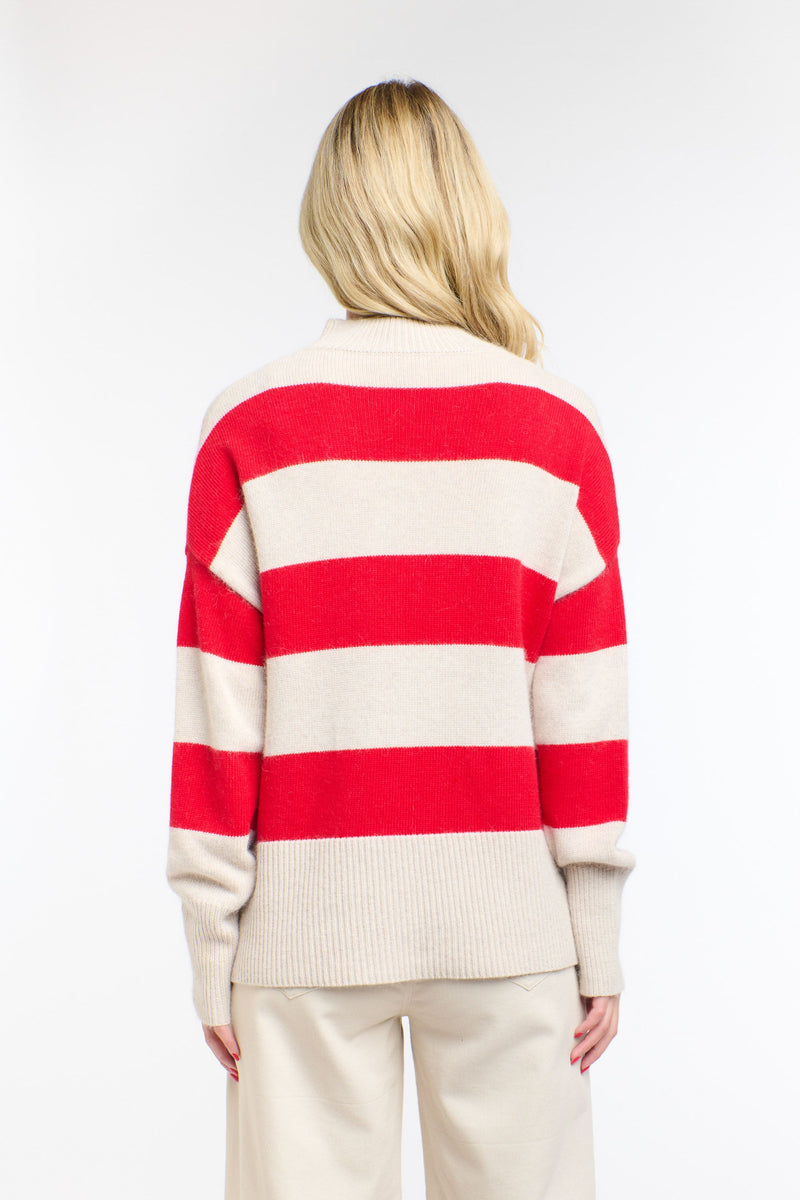 Gracie Angora Stripe Knit Red