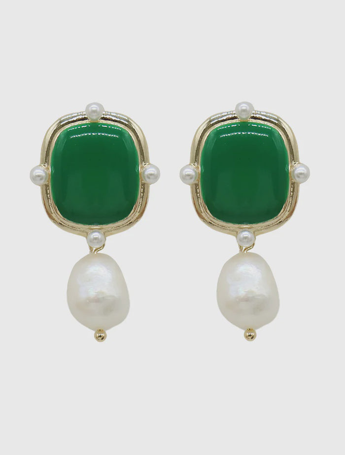 Symposium Emerald Pearl Earrings