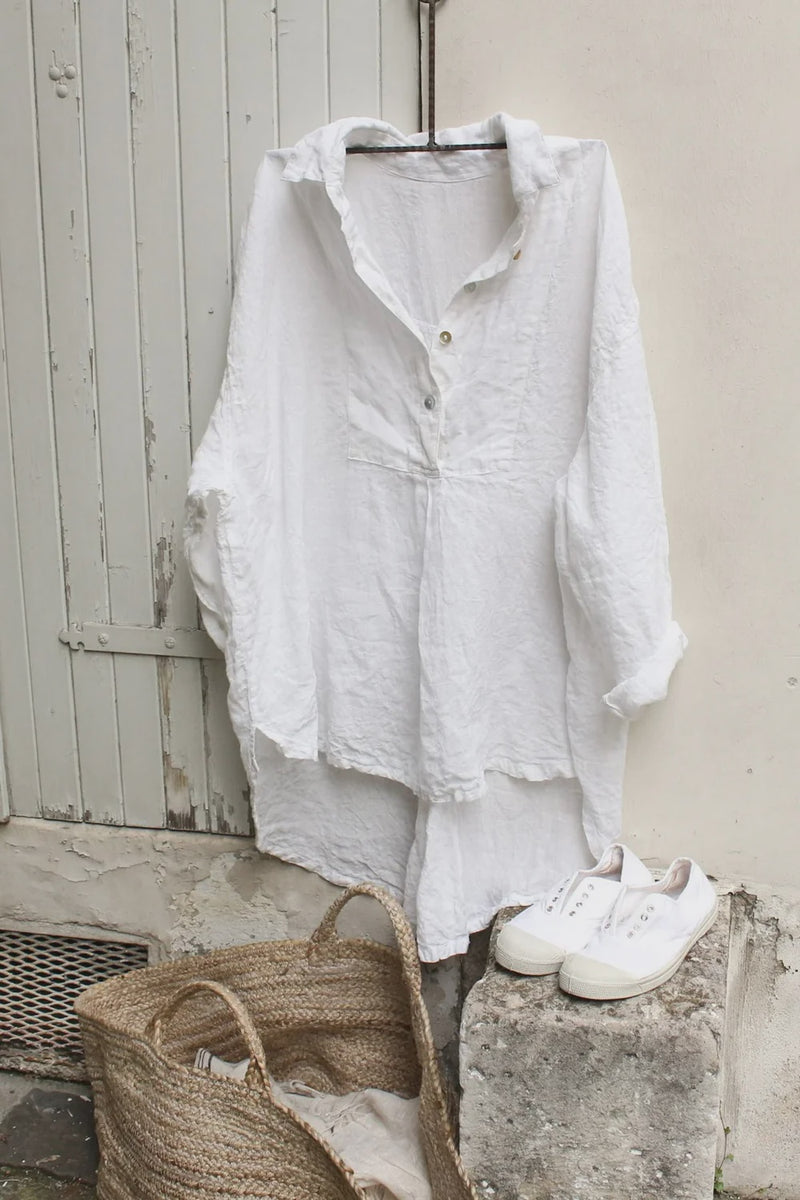 Tuxedo Linen Shirt White