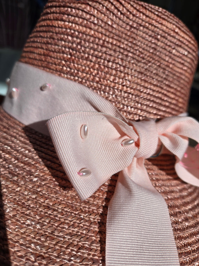 Pink Milanese Hat w Pearls