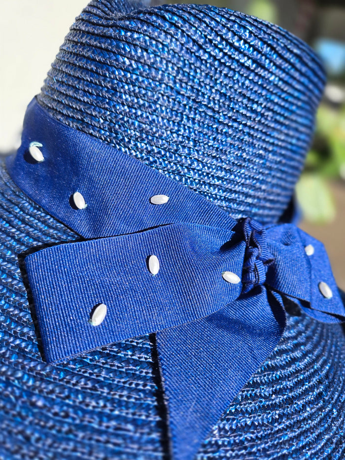 Navy Milanese Hat w Pearls