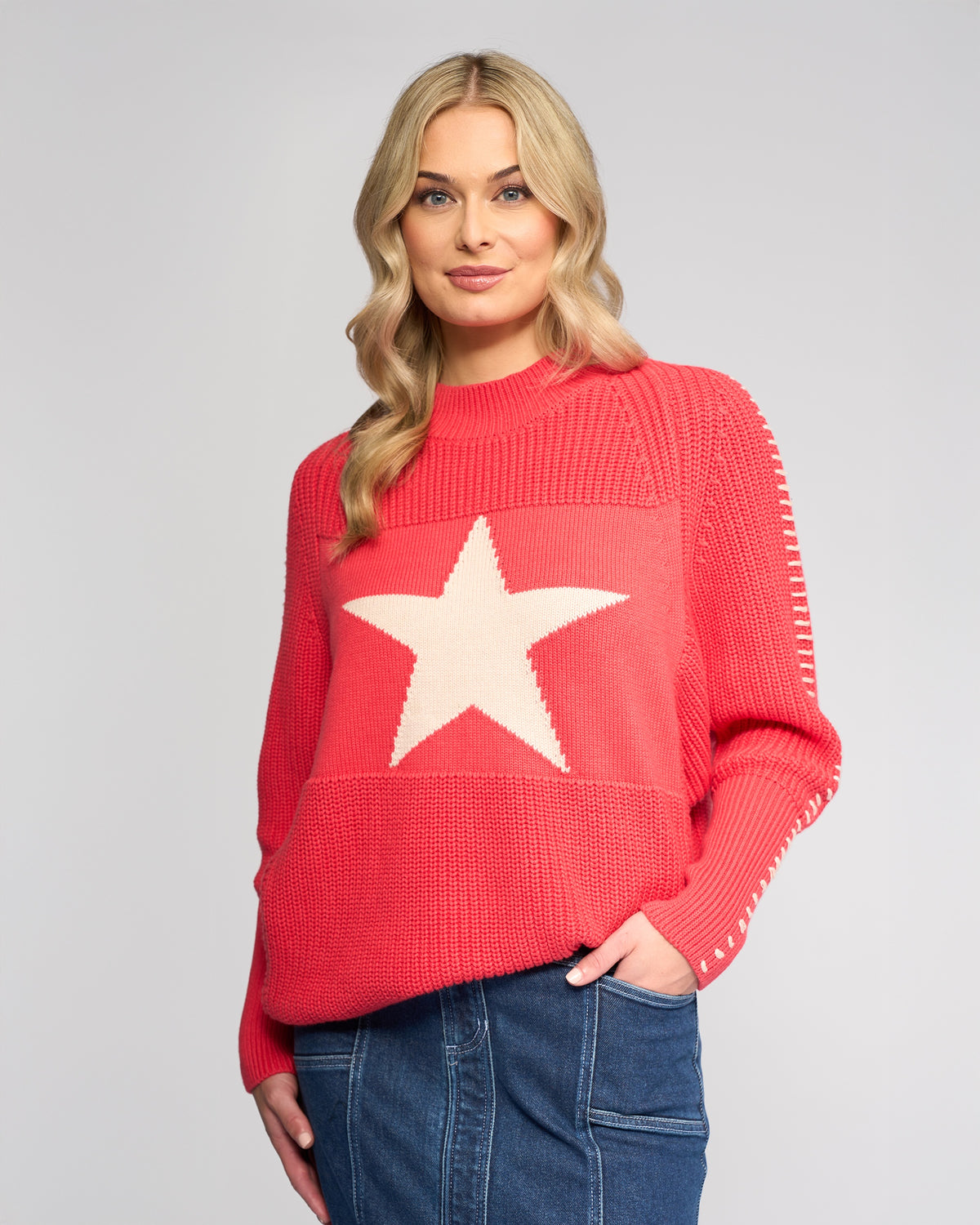 Batwing Star Jumper Coral