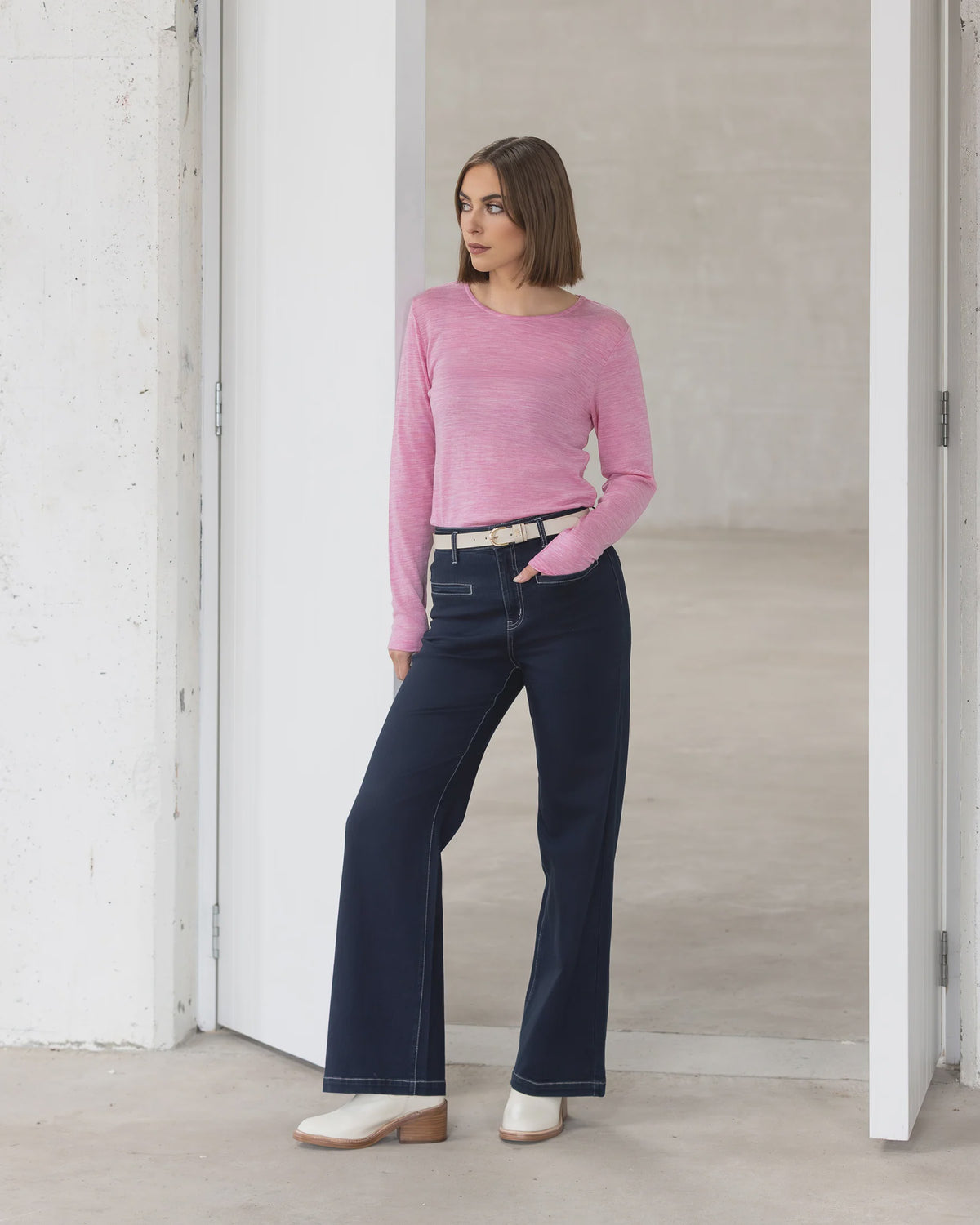 Tori Merino Crew Pink Marle