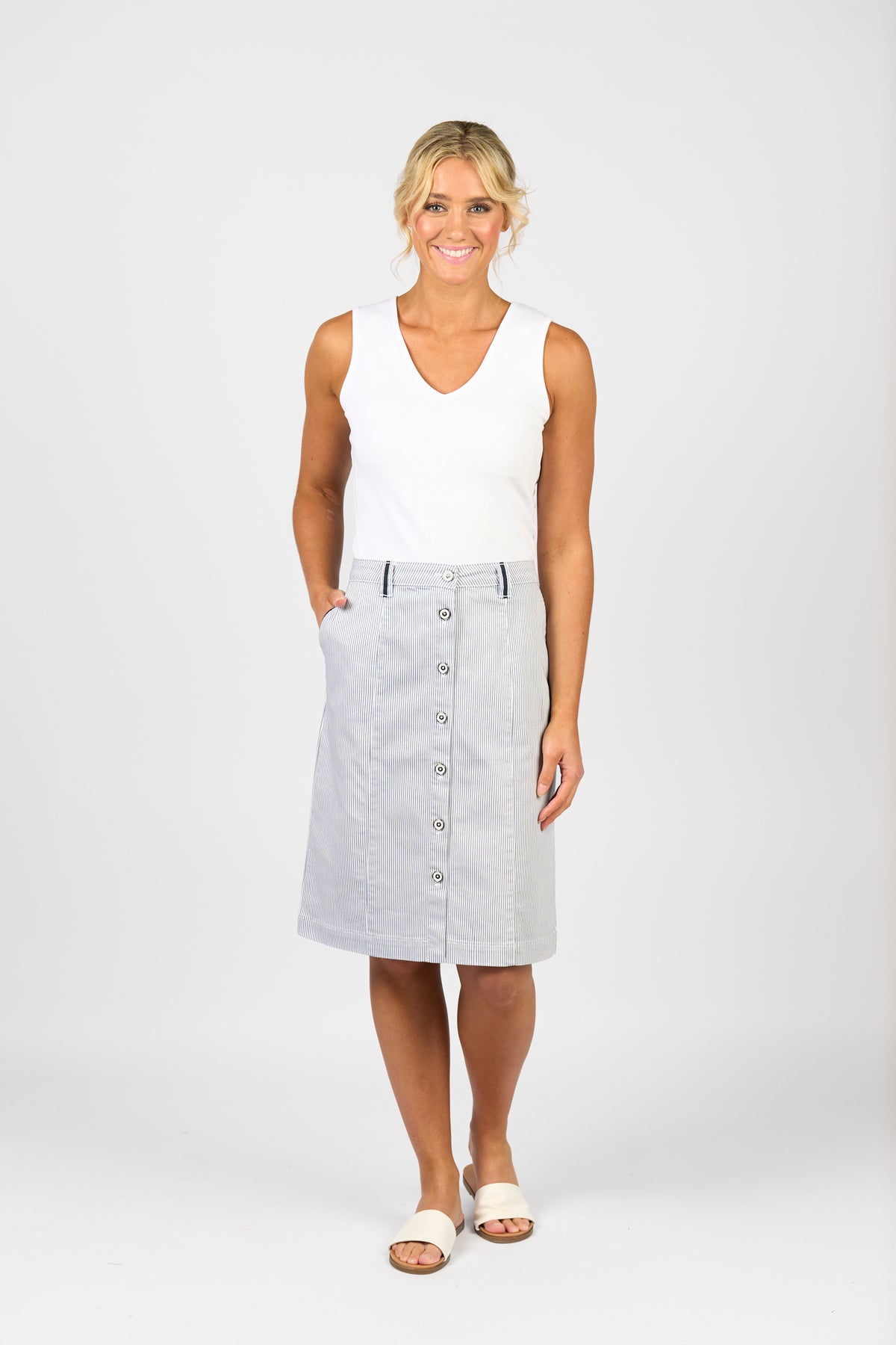 Ink/White Stripe Skirt