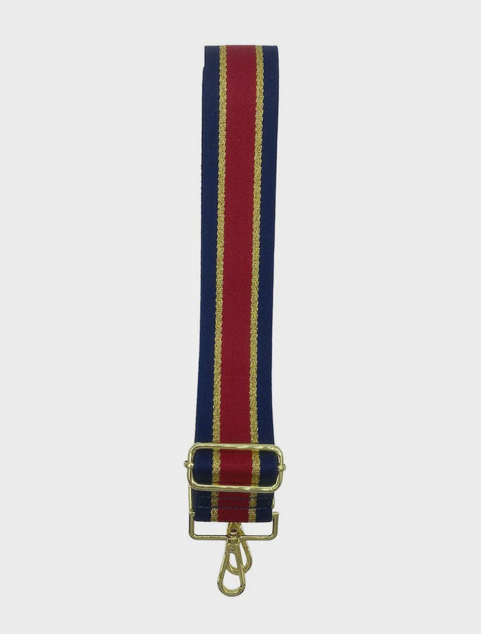 Webbing Bag Strap Navy Gold Red