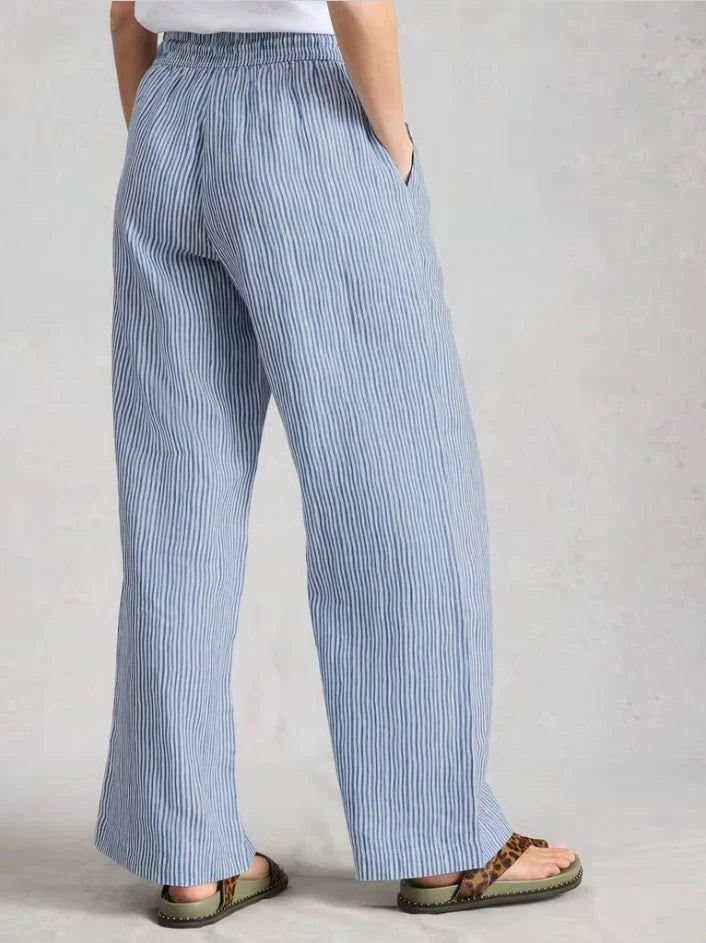 Ally Linen Pants Blue Multi