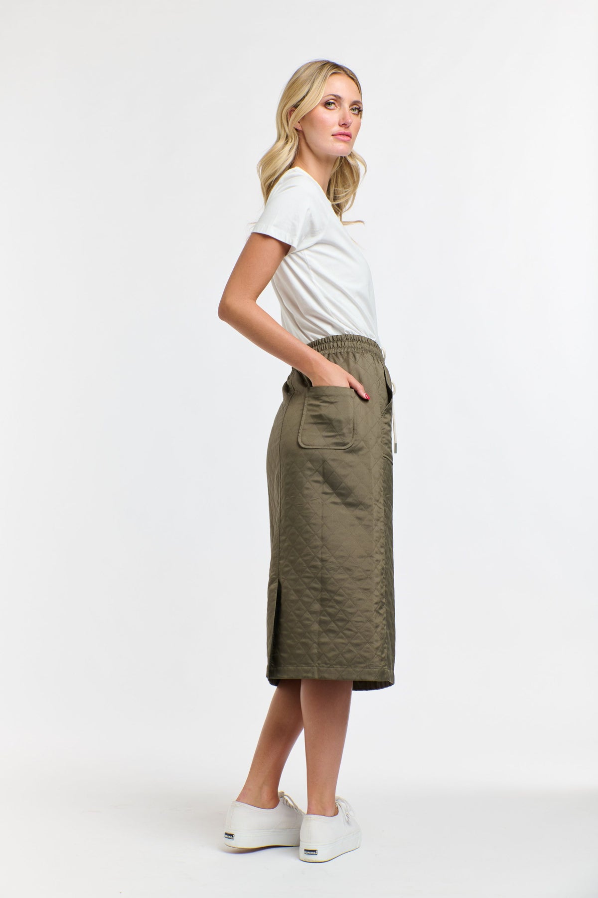 Quilted Skirt Khaki