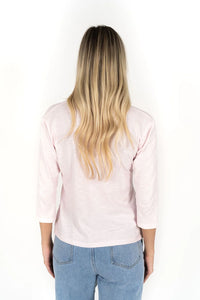 Stella V Neck Long Sleeve Tee Pink